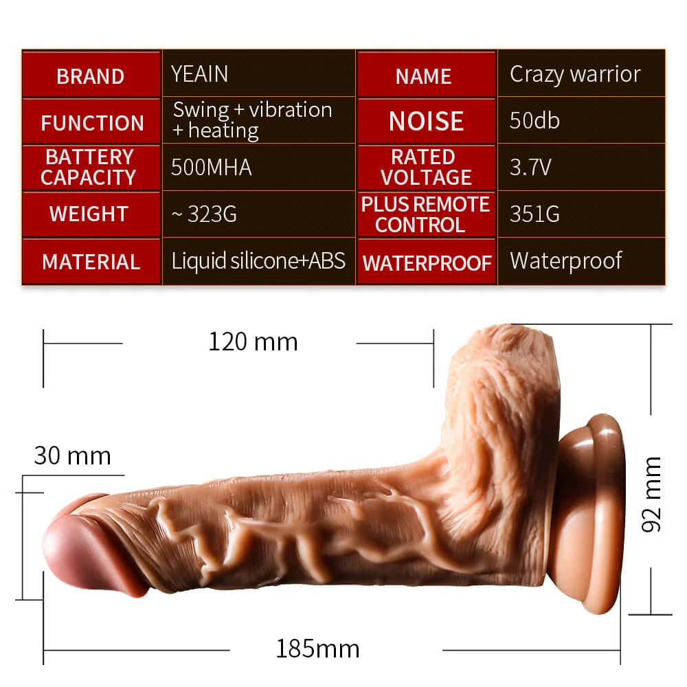 Dương vật giả YEAIN rung ngoáy sưởi ấm 40 độ điều khiển từ xa mềm mại
