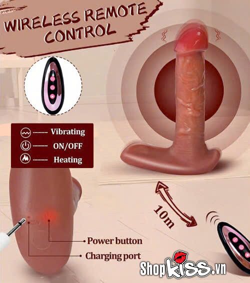 Dương vật giả gắn quần chip rung thụt tỏa nhiệt điều khiển remote
