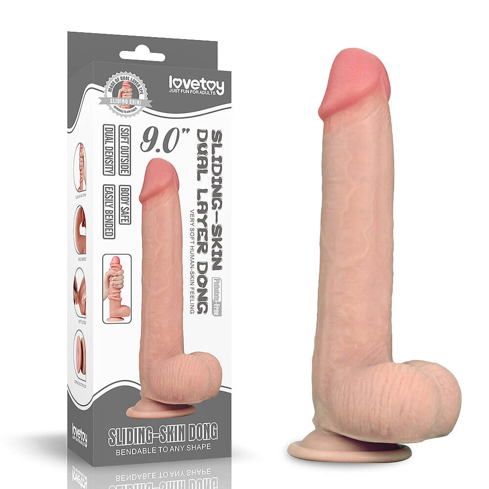 Dương vật giả Lovetoy 9.0" công nghệ da trượt hai lớp mềm mại săn chắc