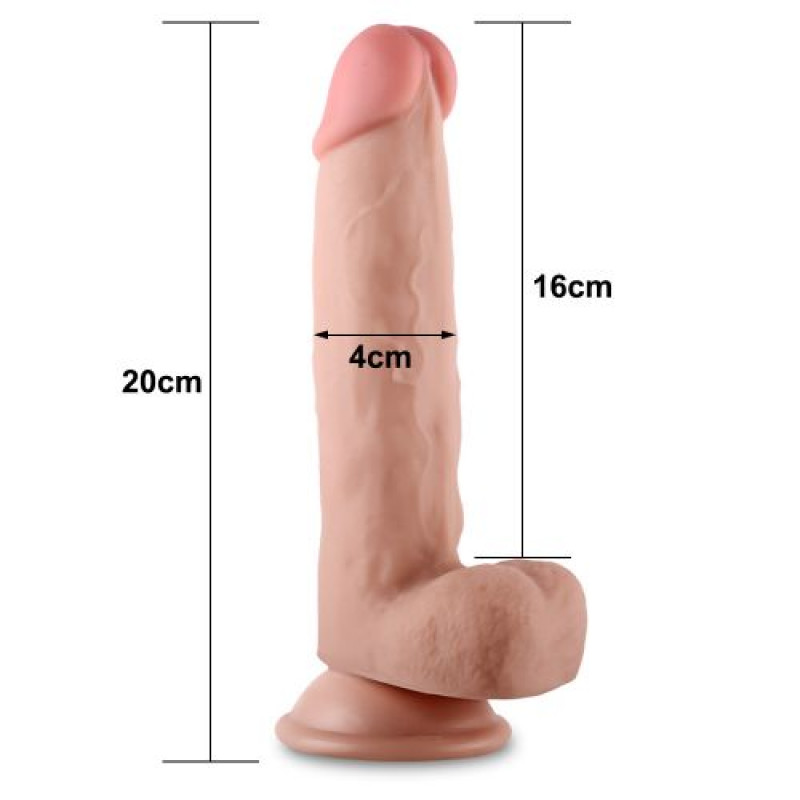 Dương Vật Giả Lovetoy 8 Inch Da Trượt 2 Lớp Mềm Mịn