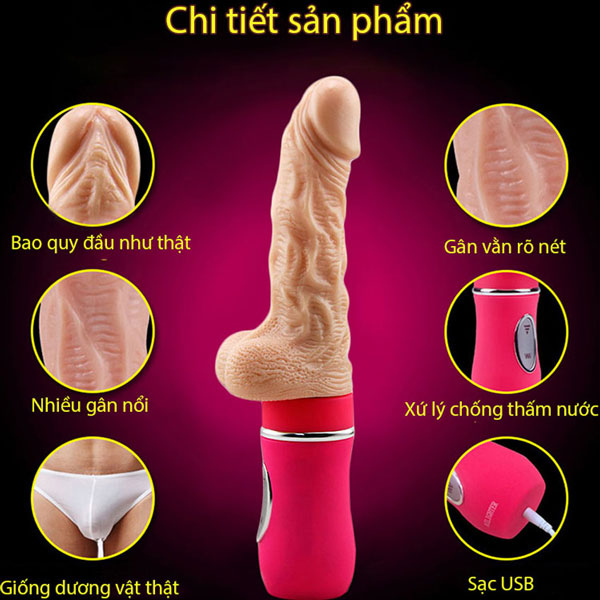 Dương vật giả Ailighter rung thụt tỏa nhiệt 45°C cao cấp nữ dùng