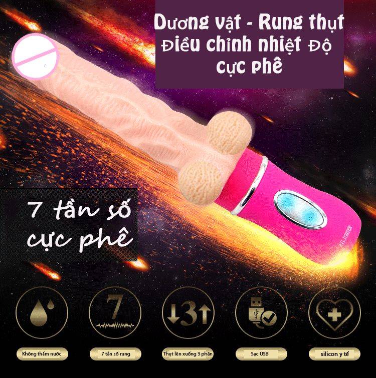Dương vật giả Ailighter rung thụt tỏa nhiệt 45°C cao cấp nữ dùng