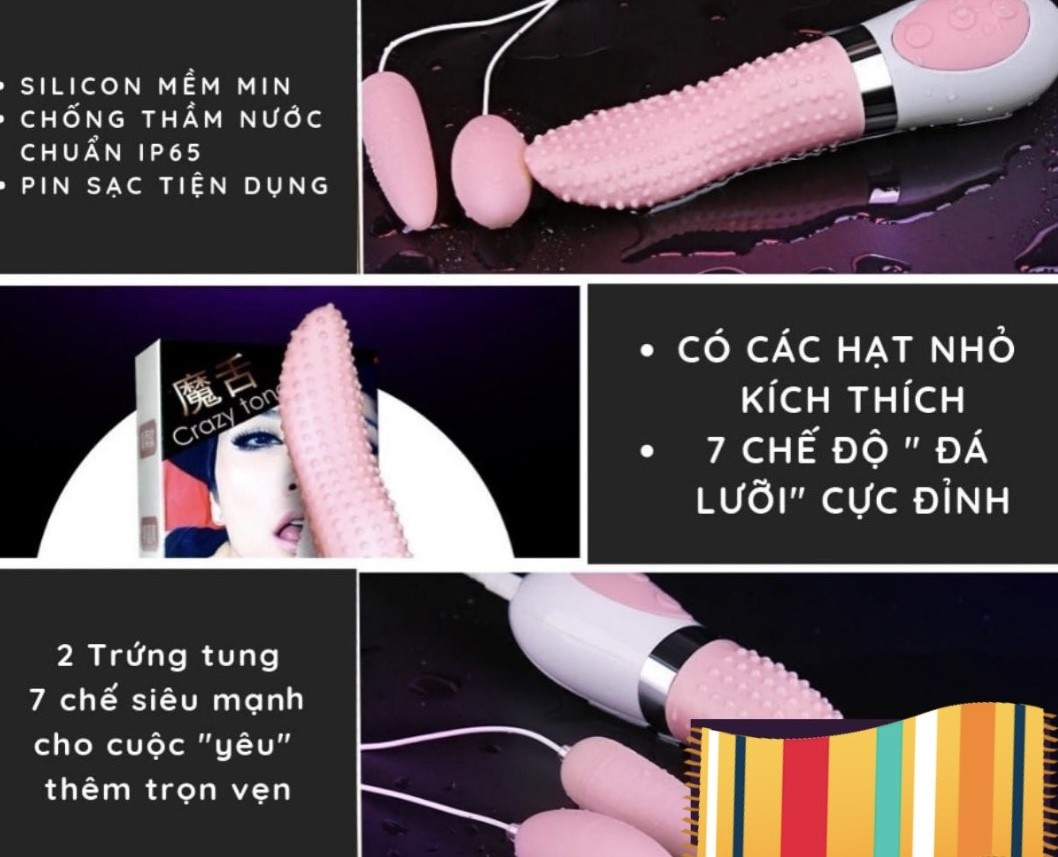 Lưỡi Rung Liếm Âm Đạo Kèm 2 Trứng Rung Kích Thích Cực Phê