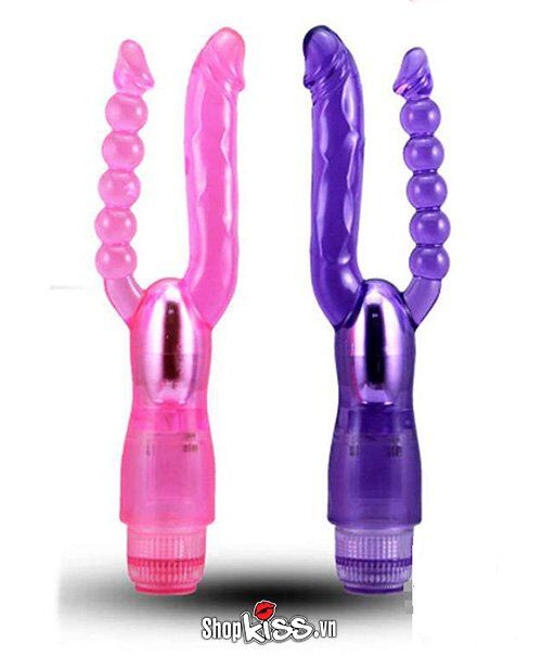Double Pleasure 2-Prong Vibrator G Spot Anal Silicone Toy