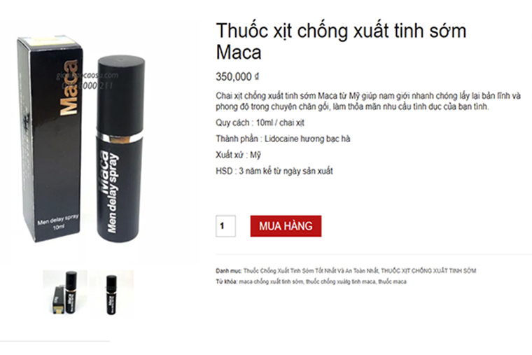 Chai Xịt USA Maca 10ml Kéo Dài Thời Gian Tăng Phong Độ