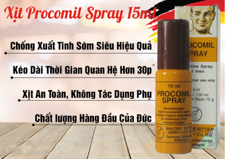 Chai xịt Procomil 15ml kéo dài thời gian hiệu quả