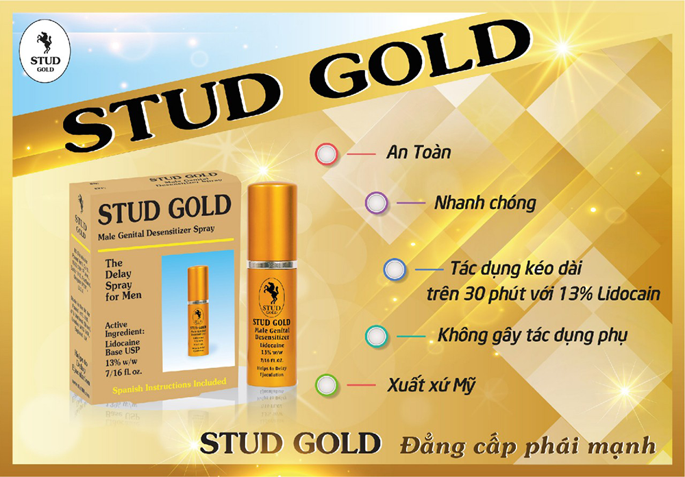 Stud Gold Delay Spray 12ml Numbing Prolong Performance