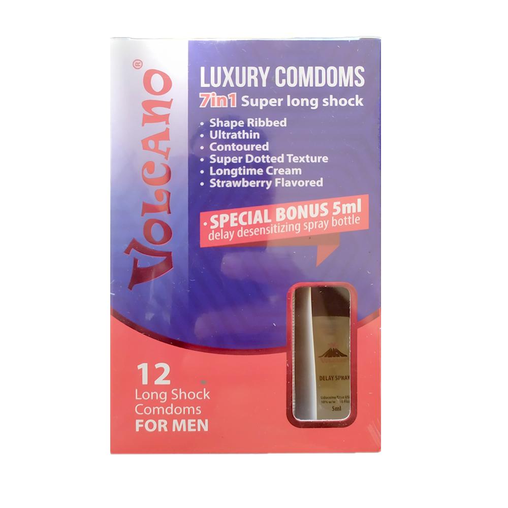 Bao cao su Volcano 7in1 Mỹ + Chai xịt chống xuất tinh sớm