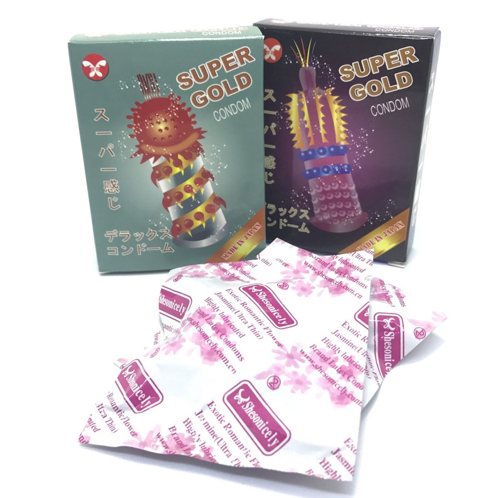 Bao Cao Su Super Gold Nhật Siêu Gai Kích Thích Điểm G Hộp 2