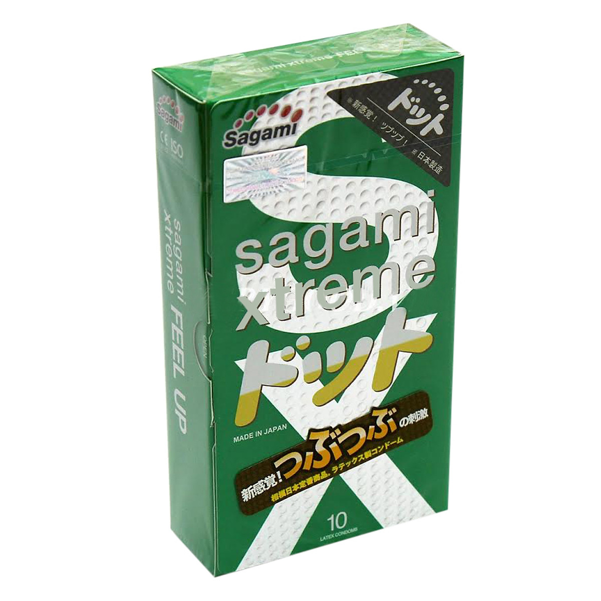 Bao cao su Sagami Xtreme Green siêu mỏng gân gai Nhật Bản