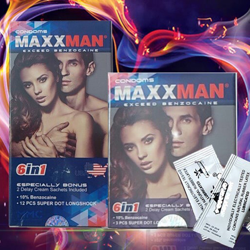 Maxman 6in1 Condom Strawberry Delay Gel Bonus Extended Play