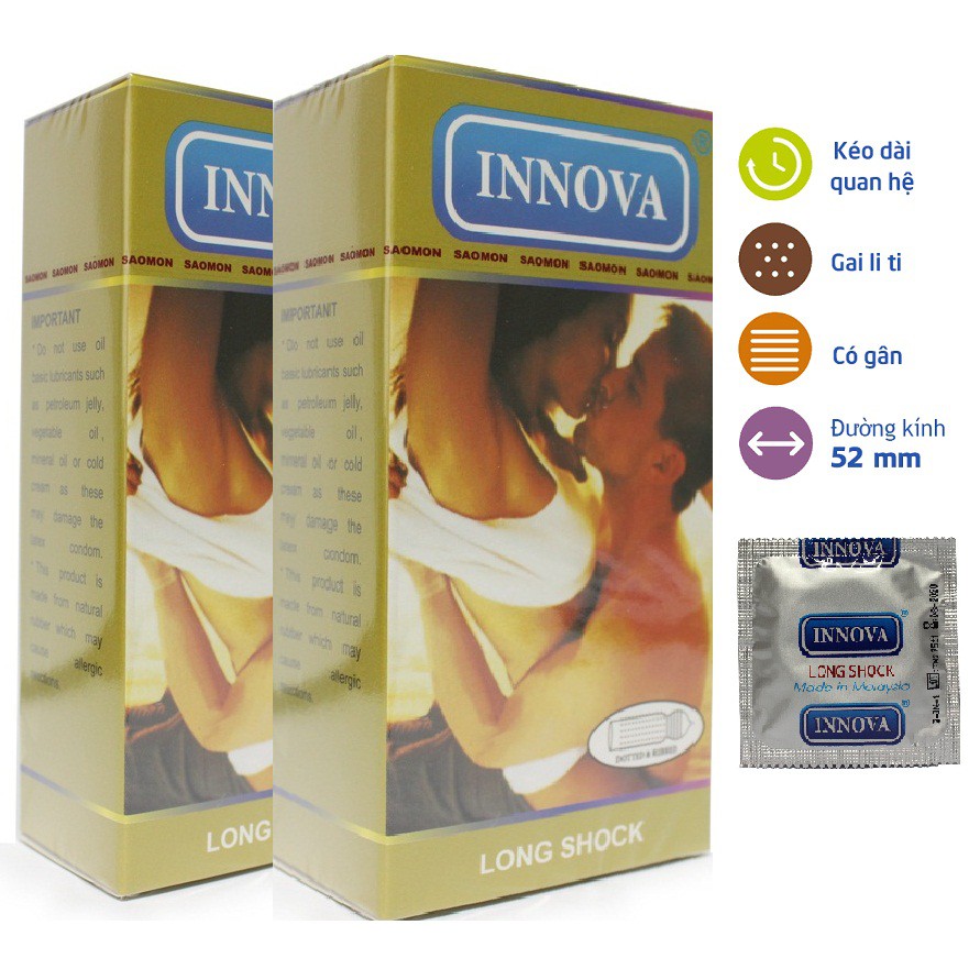 Bao Cao Su Innova Vàng Gai Gân Kéo Dài Thời Gian Hộp 12 Chiếc