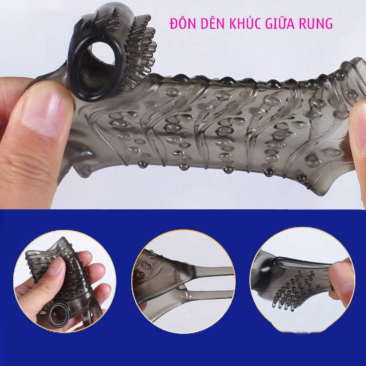 Bao cao su đôn khúc giữa có gai rung Vibe Cockring siêu kích thích