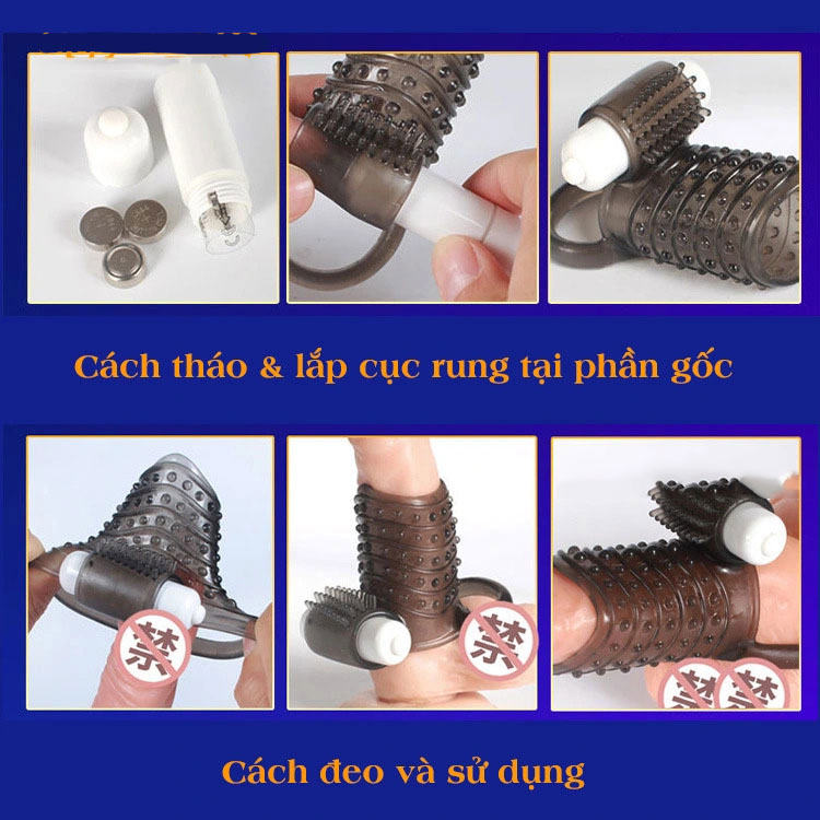Bao cao su đôn khúc giữa có gai rung Vibe Cockring siêu kích thích