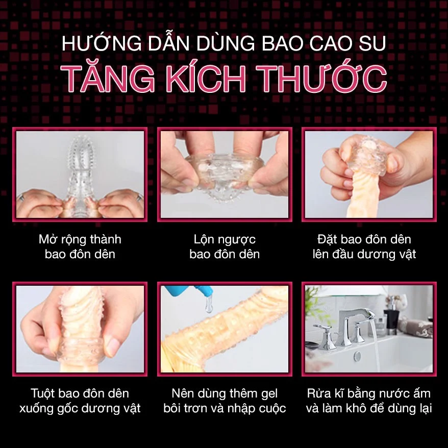 Bao cao su đôn dên tăng kích thước Pretty Love Medium 6.2 inch mềm mại an toàn