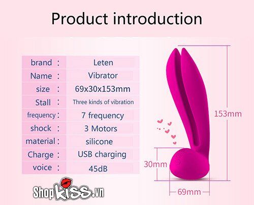 Máy mát xa tai thỏ Leten Rabbit massager, rung 3 động cơ mạnh mẽ