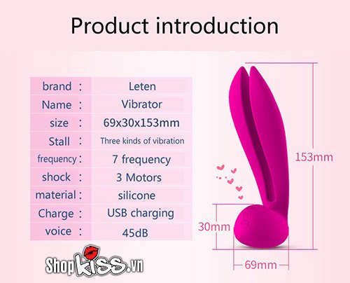 Máy mát xa điểm G tai thỏ Leten Rabbit massage rung đa chế độ