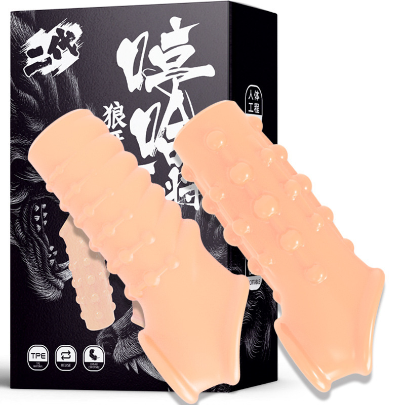 Bao cao su đôn dên răng sói bộ 2 siêu co giãn rung kích thích lâu ra