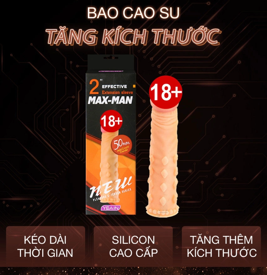 Bao Cao Su Đôn Dên Maxman Silicon Gai YY914 Tăng Kích Thước 5cm Mạnh Mẽ