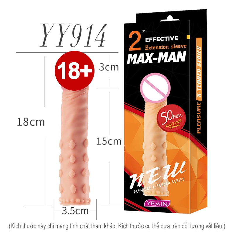 Bao Cao Su Đôn Dên Maxman Silicon Gai YY914 Tăng Kích Thước 5cm Mạnh Mẽ