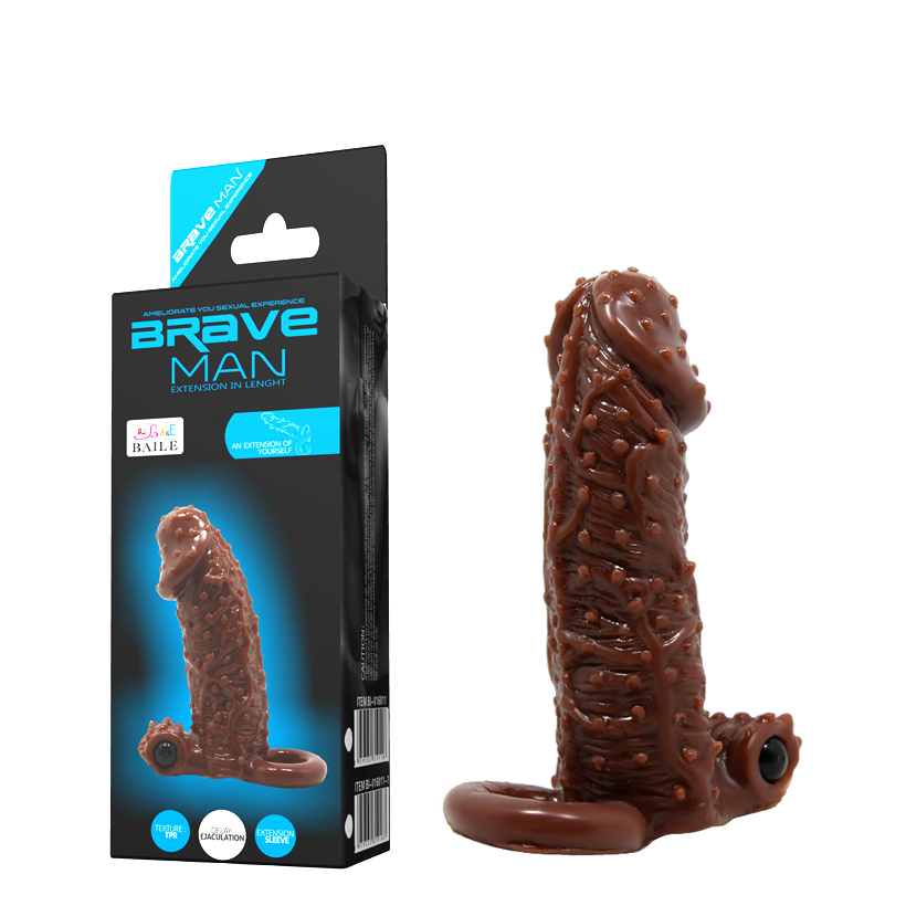 Bao cao su đôn dên Brave Man nâu có quai tăng kích thước mạnh mẽ 