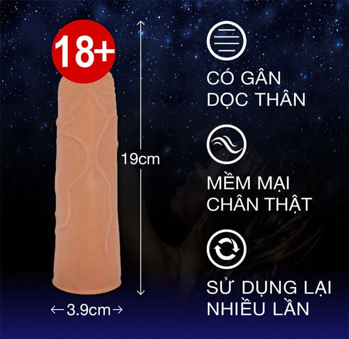 Bao cao su đôn dên 2.5cm silicon mềm Lovetoy X-Tender kích thích