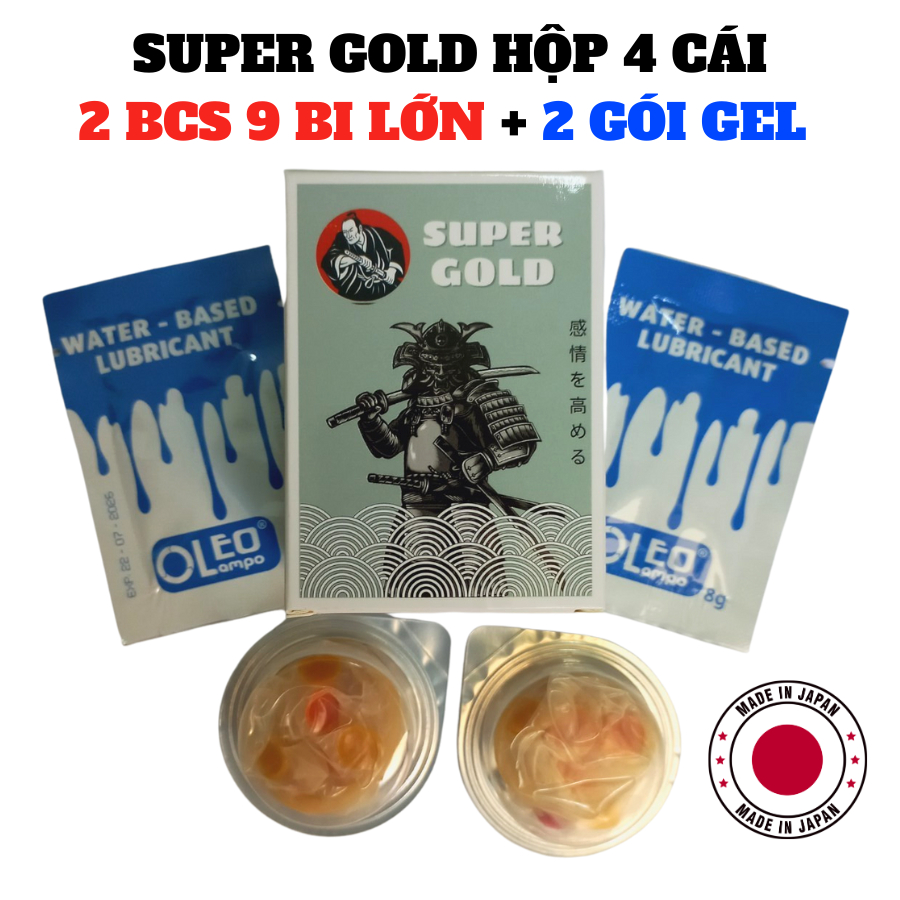 Bao Cao Su 9 Bi Super Gold Hộp 2 Cái - Gai Bi Kéo Dài Thời Gian
