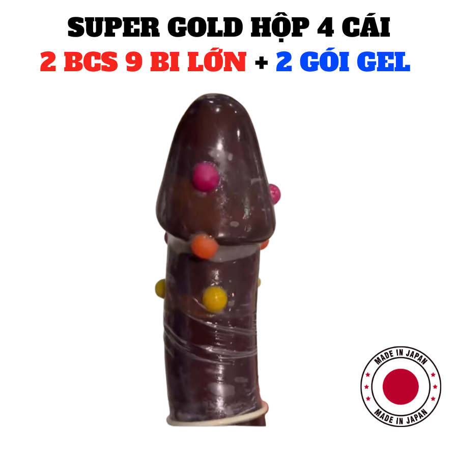 Bao Cao Su 9 Bi Super Gold Hộp 2 Cái - Gai Bi Kéo Dài Thời Gian