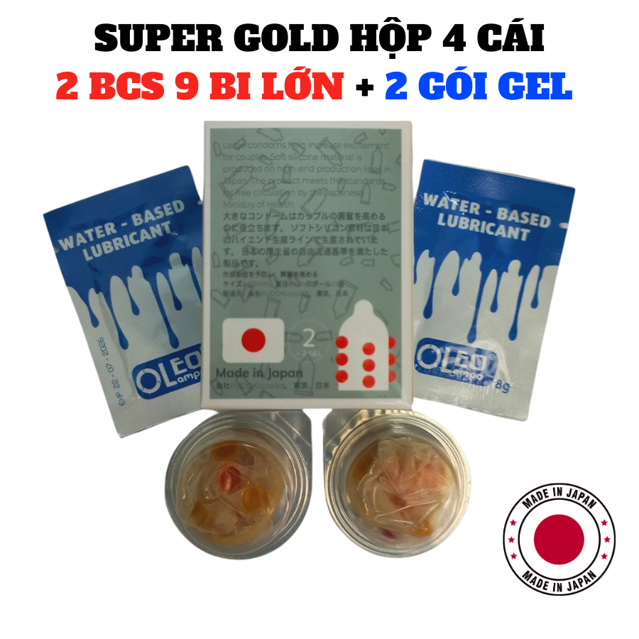 Bao Cao Su 9 Bi Super Gold Hộp 2 Cái - Gai Bi Kéo Dài Thời Gian
