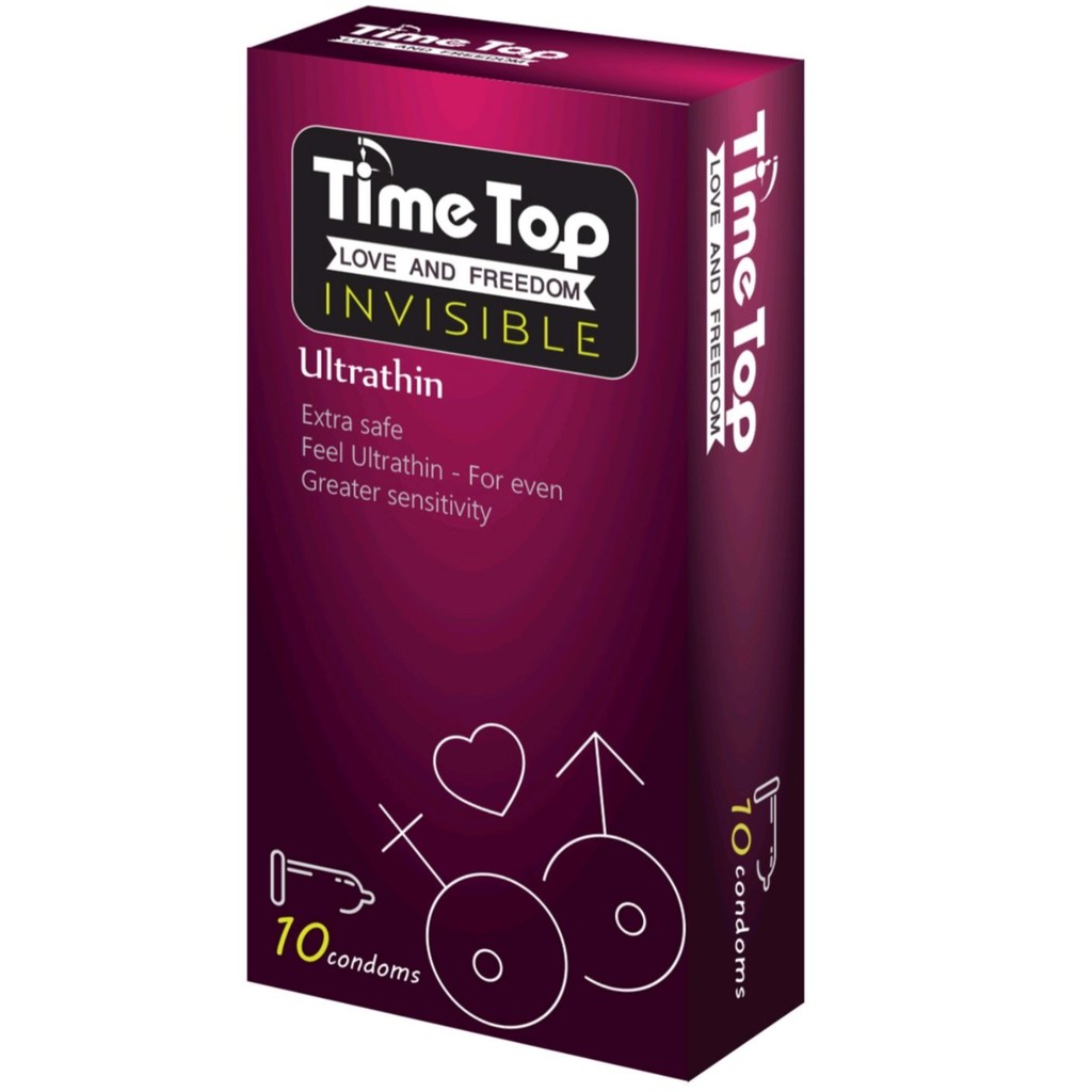 Bao cao su Time Top Invisible 0.05 siêu mỏng hộp 10 cái thoải mái 