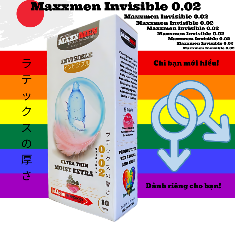 Bao cao su Maxxmen Invisible 49mm siêu mỏng, gel nhiều, hương hoa anh đào 