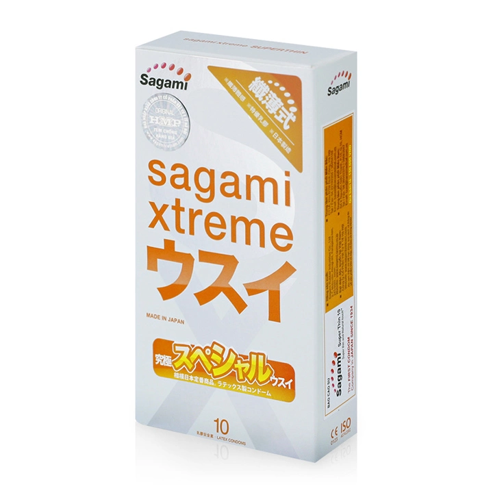 Bao cao su Sagami Xtreme siêu mỏng 0.03mm hộp 10 cái cảm giác thật 