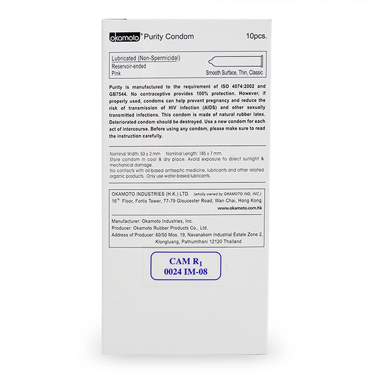 Bao cao su Okamoto Skinless Skin Purity không mùi an toàn mềm mại
