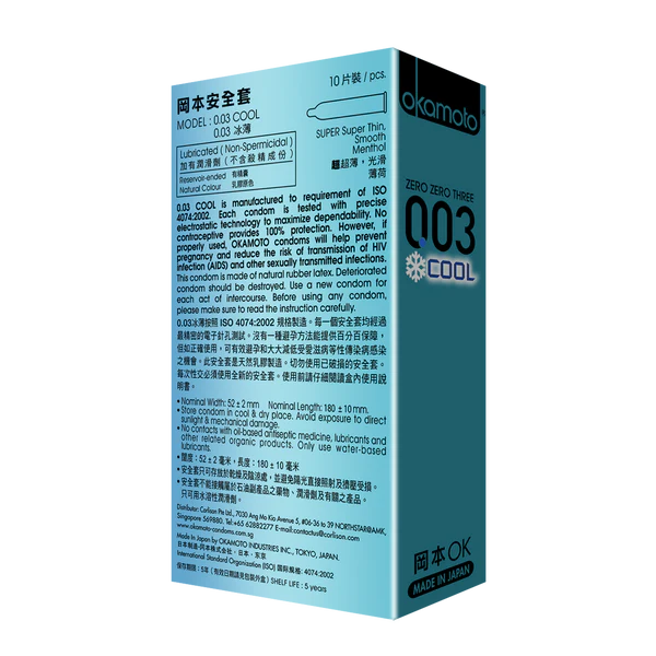 Bao Cao Su Okamoto 0.03 Cool Mát Lạnh Siêu Mỏng An Toàn