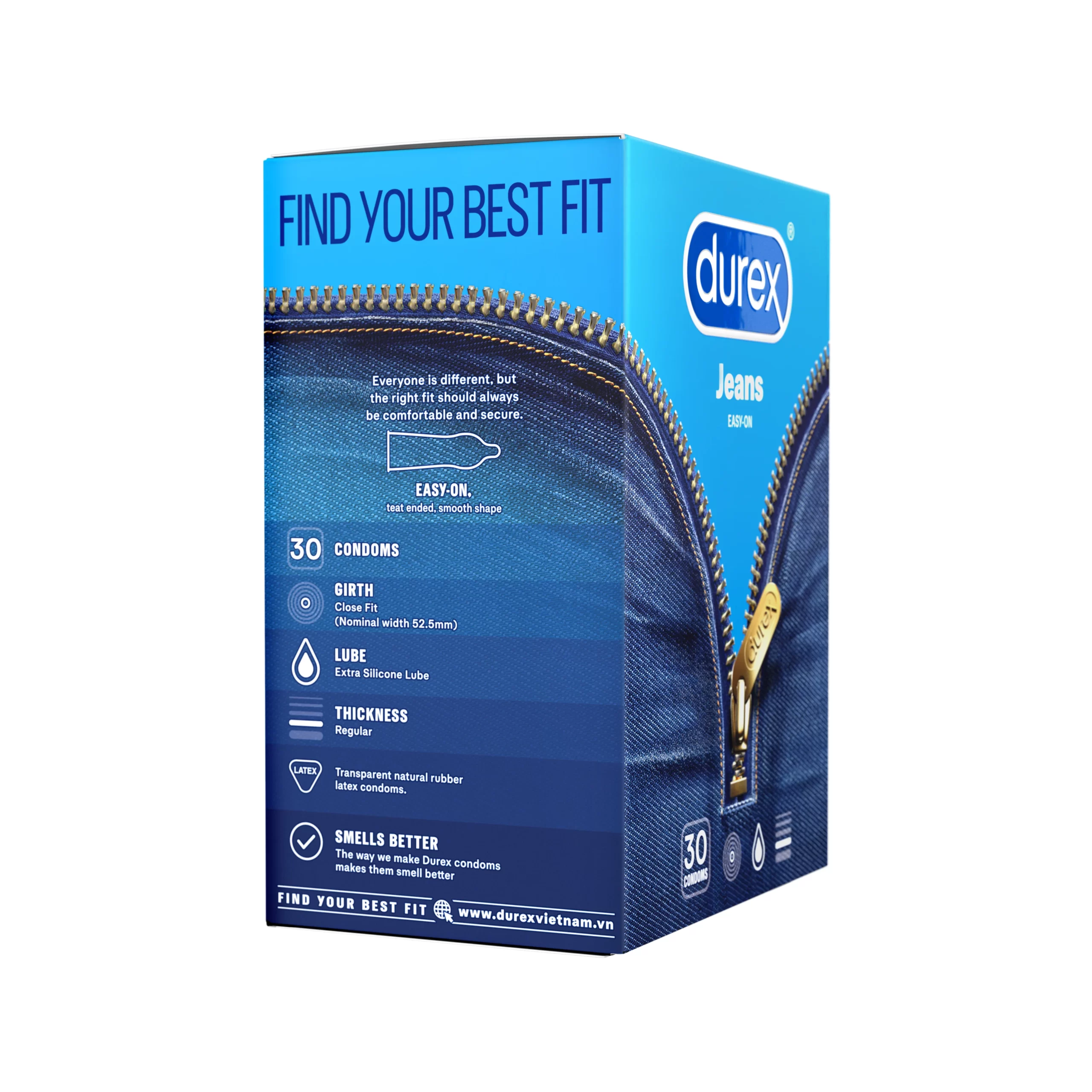 Bao cao su Durex Jeans chất lượng cao bôi trơn mềm mịn tiết kiệm