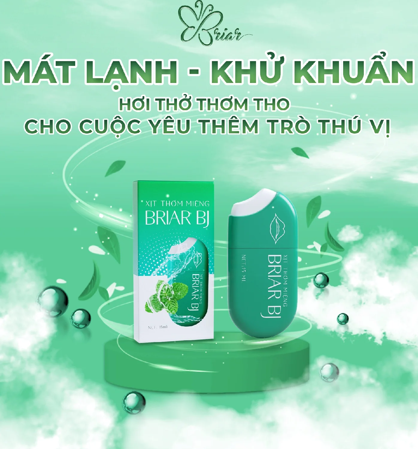 Xịt Khử Khuẩn Miệng Briar BJ Thơm Lâu Tươi Mát Tự Tin