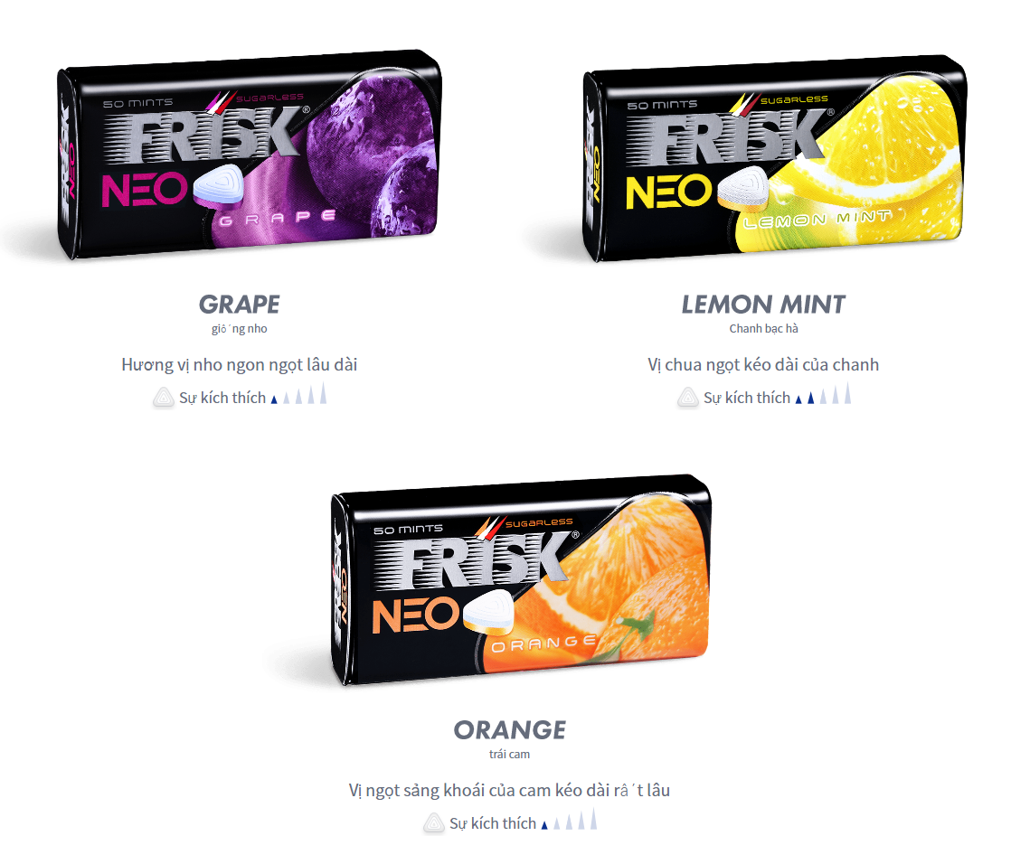 Kẹo ngậm Frisk Neo Nhật Bản thơm mát hấp dẫn cho tình yêu