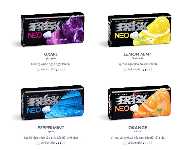 Kẹo ngậm Frisk Neo Nhật Bản thơm mát hấp dẫn cho tình yêu