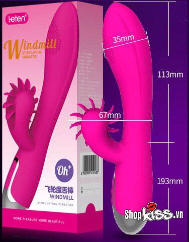 Leten Windmill Multifunctional Vibrating Tongue Male Dildo Pink