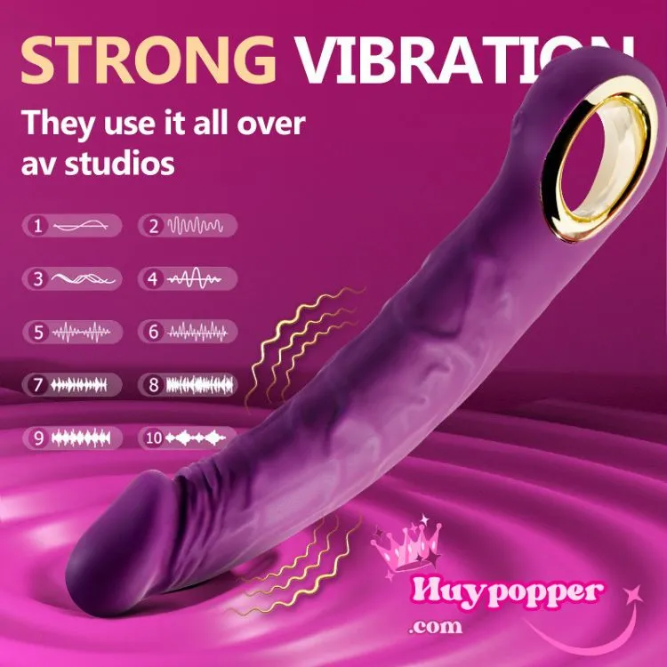 Silicone Handheld Vibrating Dildo 10 Modes Waterproof Rechargeable