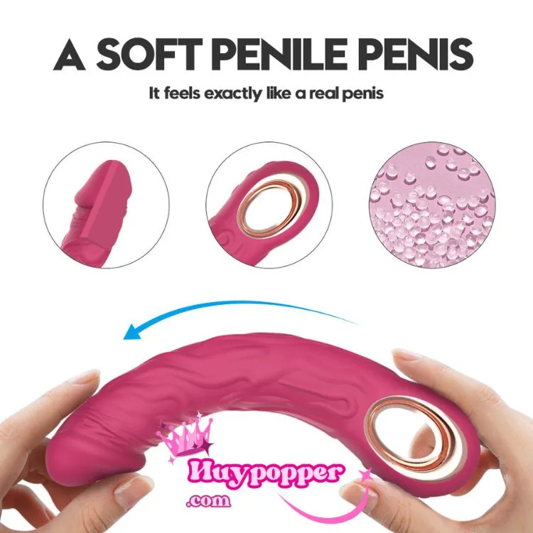 Silicone Handheld Vibrating Dildo 10 Modes Waterproof Rechargeable