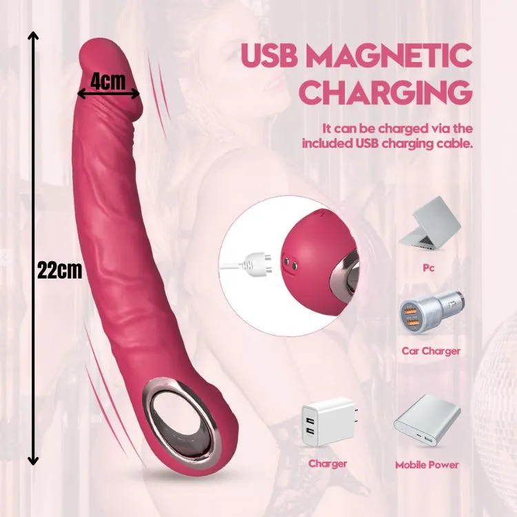 Silicone Handheld Vibrating Dildo 10 Modes Waterproof Rechargeable