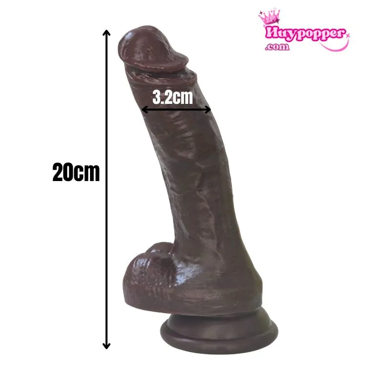 Realistic Curved Silicone Dildo with Suction Base