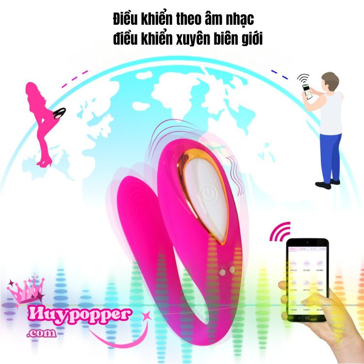 Trứng rung chữ C điều khiển từ xa app 2 mô tơ 10 chế độ rung mãn nhãn