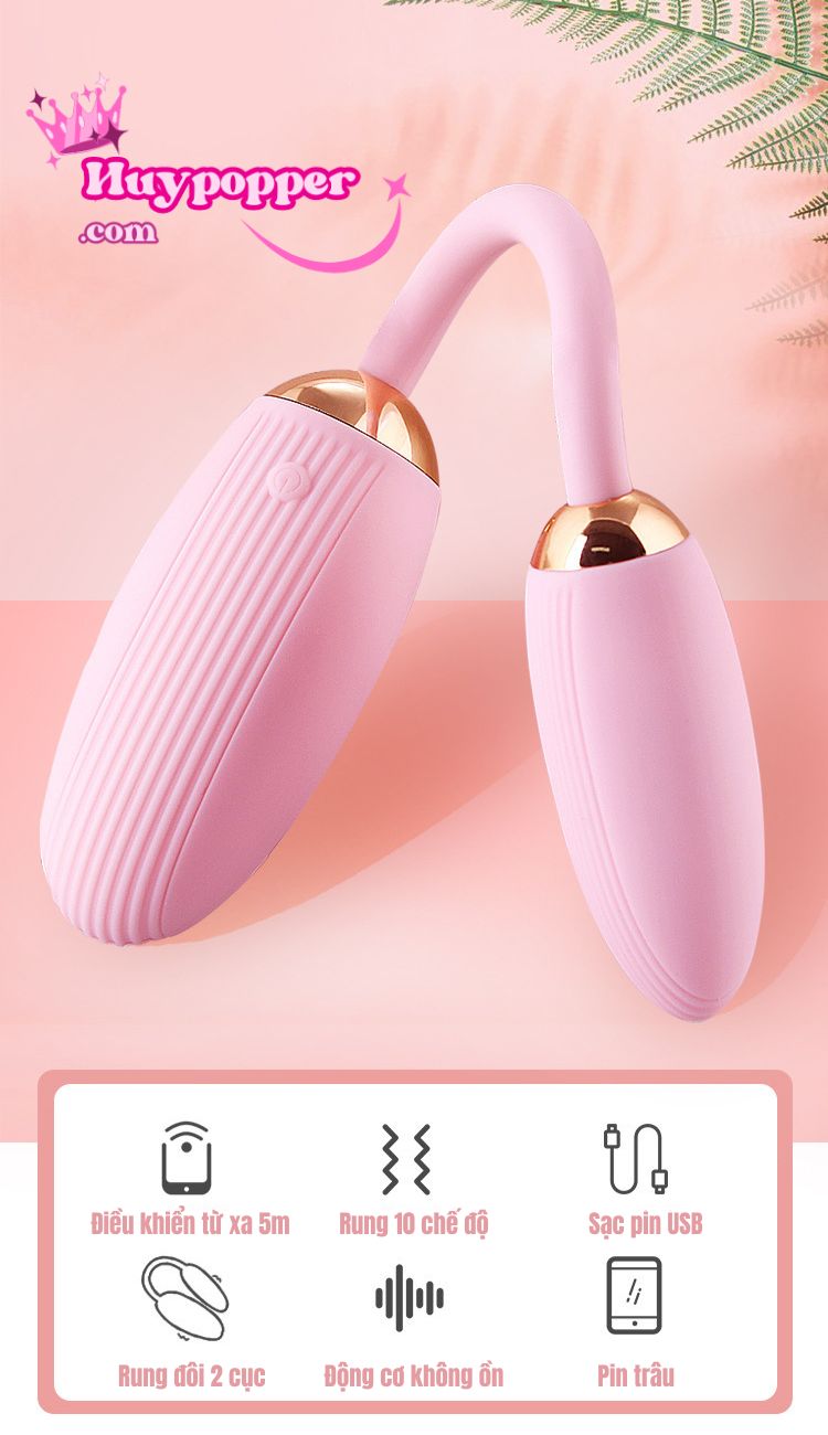Trứng Rung Hai Đầu Điều Khiển Từ Xa Thiết Kế Bẻ Cong Tinh Tế