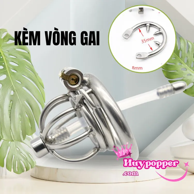 Khóa dương vật inox thông tiểu vòng gai tăng khoái cảm bền bỉ 