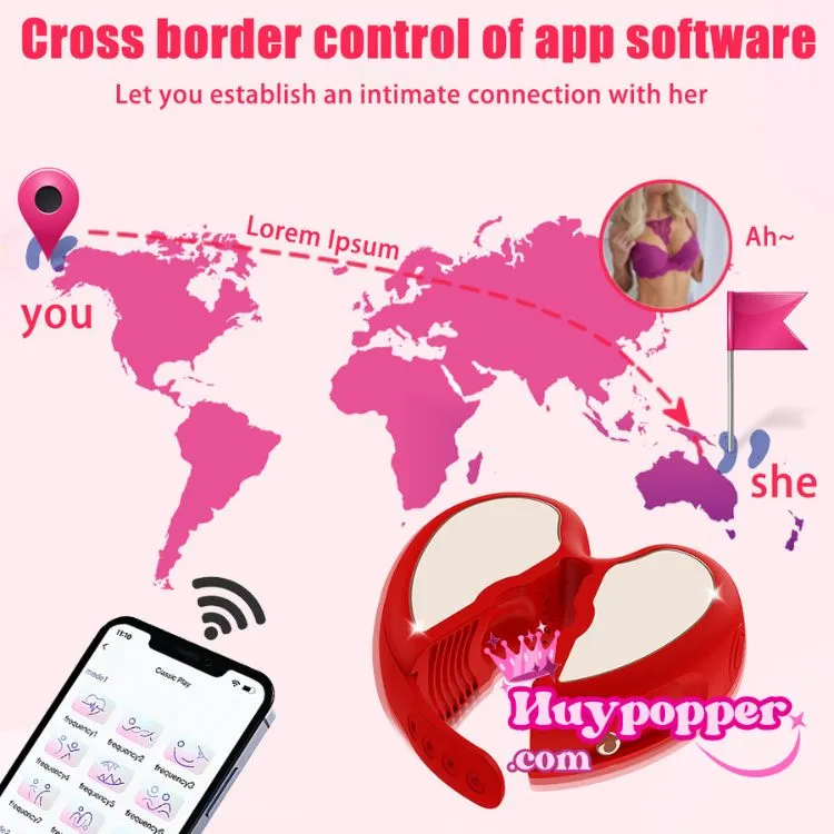 Heart Remote Control Vibrating Nipple Clamps App Operated Silicone