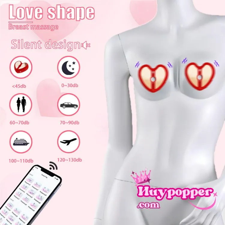 Heart Remote Control Vibrating Nipple Clamps App Operated Silicone