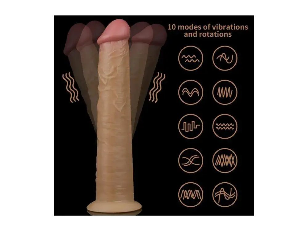 Dương vật giả DV55P 8 inch rung ngoáy sạc pin cao cấp silicone 2 lớp
