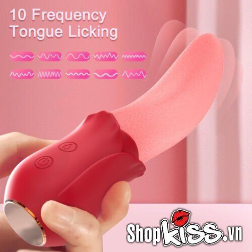 Máy rung liếm Hoa Hồng siêu kích thích điểm G âm vật với 10 chế độ